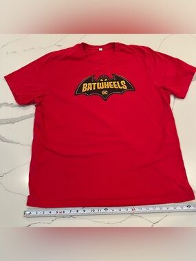DC Red Batwheels Logo Tee with Yellow Accent